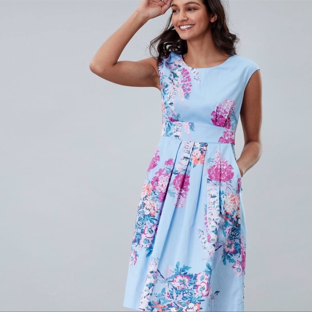 Joules Blue Floral Midi Dress